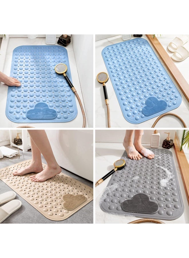 Non Slip Bath Mat Shower Mats with Feet Massage, Eco-Friendly PVC Anti Mould Bathroom Bathtub Mat Floor Massage Bathroom Mat with Suction Cups & Drainage Hole Grey 16" x 28"/40 x 70cm (Blue, 40*70cm) - Image 3